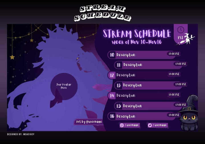 Custom Streamer Schedule Sheet