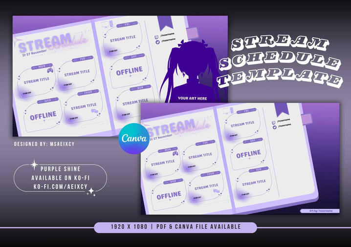 Custom Streamer Schedule Sheet